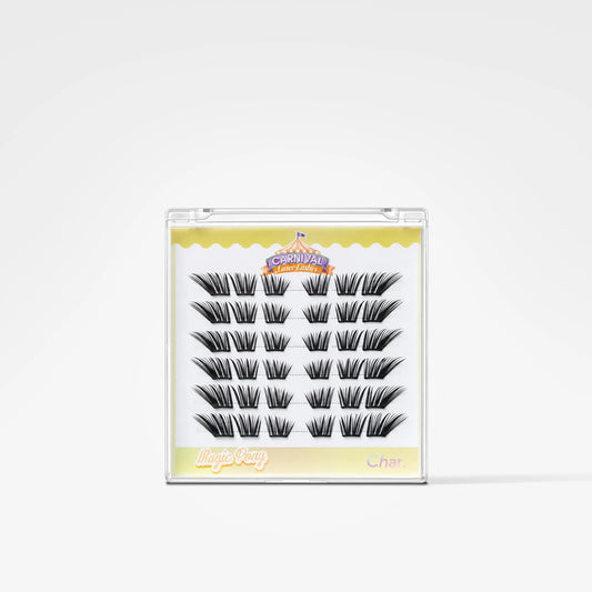 A package of 20 pairs of black false eyelashes in a clear plastic case with a yellow and white insert card. The brand 'LuxeKary' is visible on the packaging.
