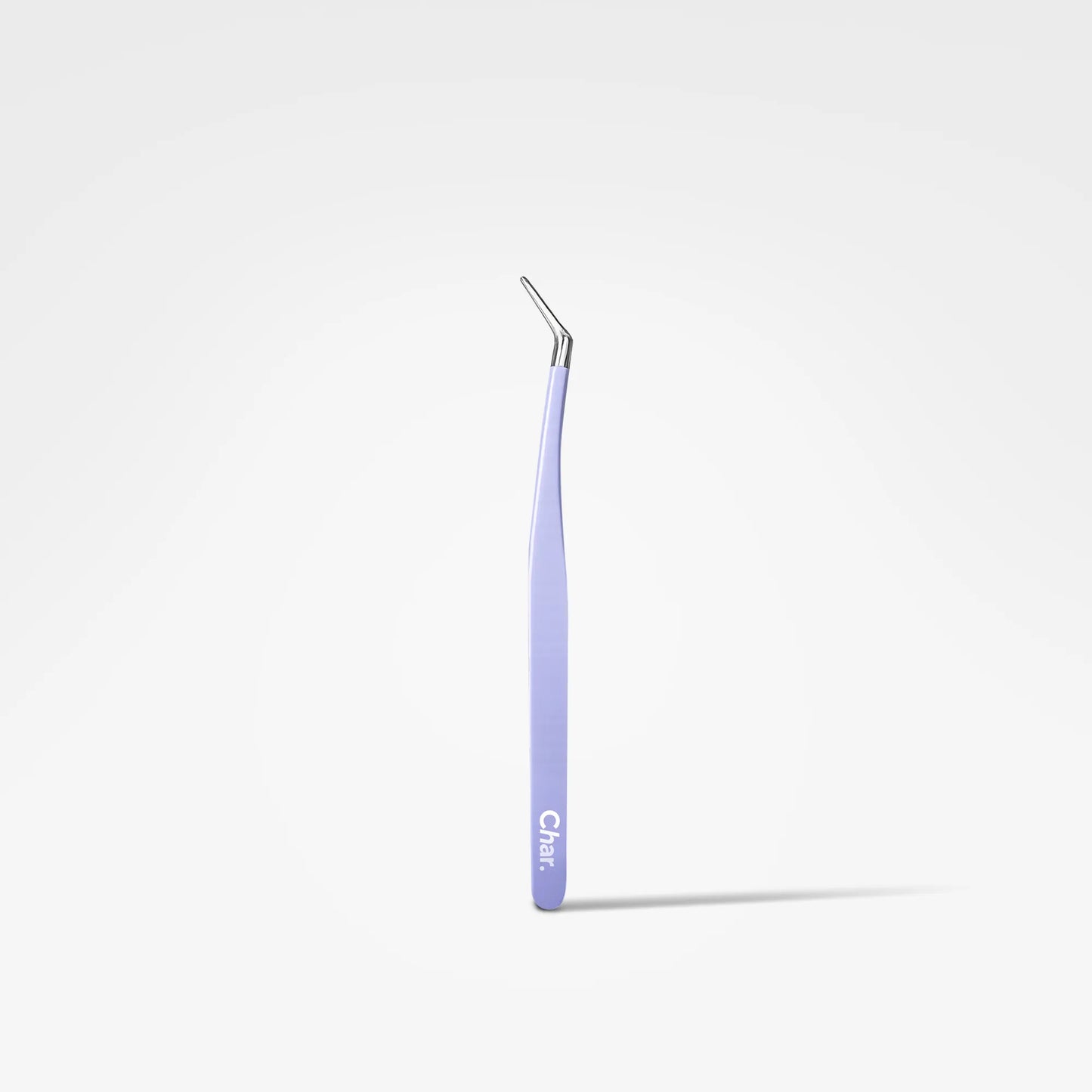 A single pair of fine tweezers with a pastel lavender-blue handle and a silver metal tip, standing upright on a clean white background. The brand name 'Chiar' is printed vertically in white on the handle.