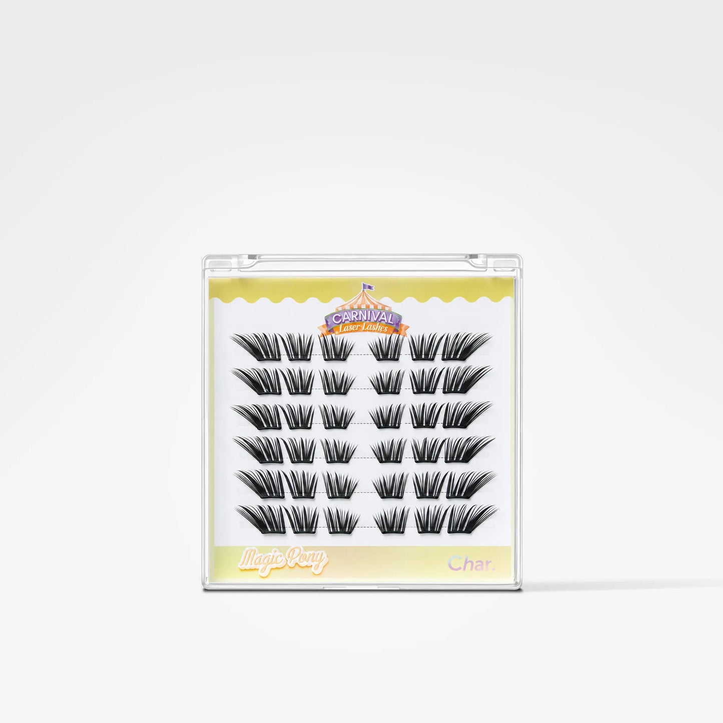 A package of 20 pairs of black false eyelashes in a clear plastic case with a yellow and white insert card. The brand 'LuxeKary' is visible on the packaging.