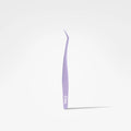 A single pair of delicate tweezers in a light lavender purple color, standing vertically on a clean white background with a soft shadow underneath. The brand name 'Chari' is printed vertically in white near the lower handle.