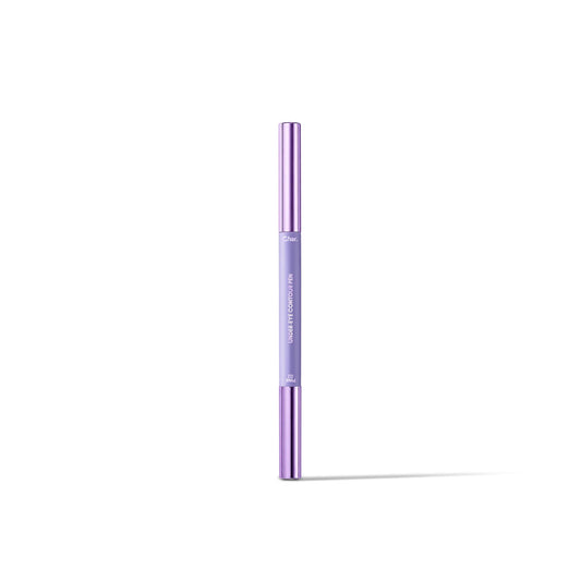 A single lip liner pencil in a metallic lavender purple color, standing vertically on a clean white background with a soft shadow.